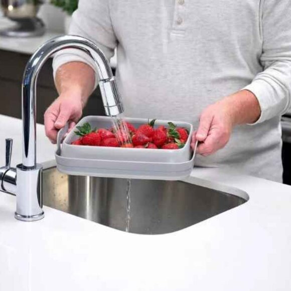 Mark Charles Misilli Set of 2 Collapsible Dish Drainers w/ Removable Drain Grey - Picture 4 of 10